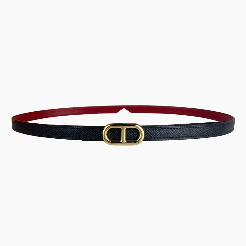 HELENE MAILLON LEATHER BELT — BLACK (GOLD HARDWARE)