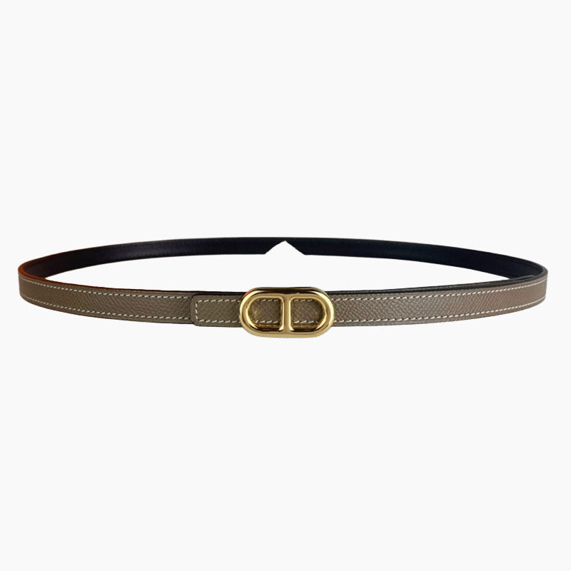 HELENE MAILLON LEATHER BELT — COFFEE BROWN (GOLD HARDWARE)