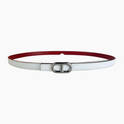 HELENE MAILLON LEATHER BELT — WHITE (SILVER HARDWARE)