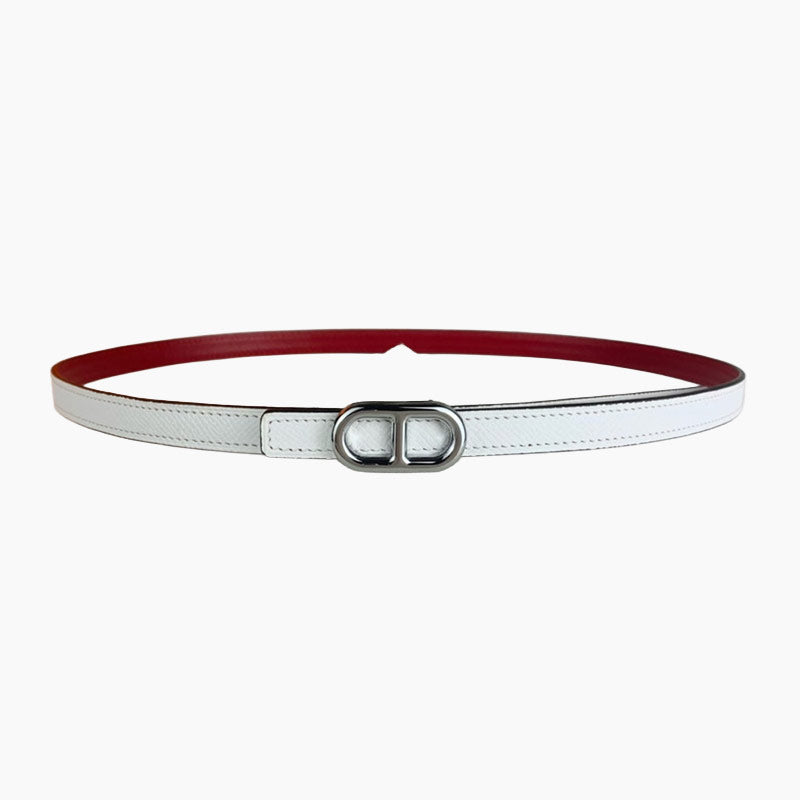 HELENE MAILLON LEATHER BELT — WHITE (SILVER HARDWARE)