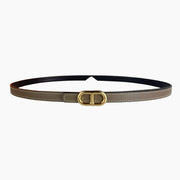 HELENE MAILLON LEATHER BELT — COFFEE BROWN (SILVER HARDWARE)