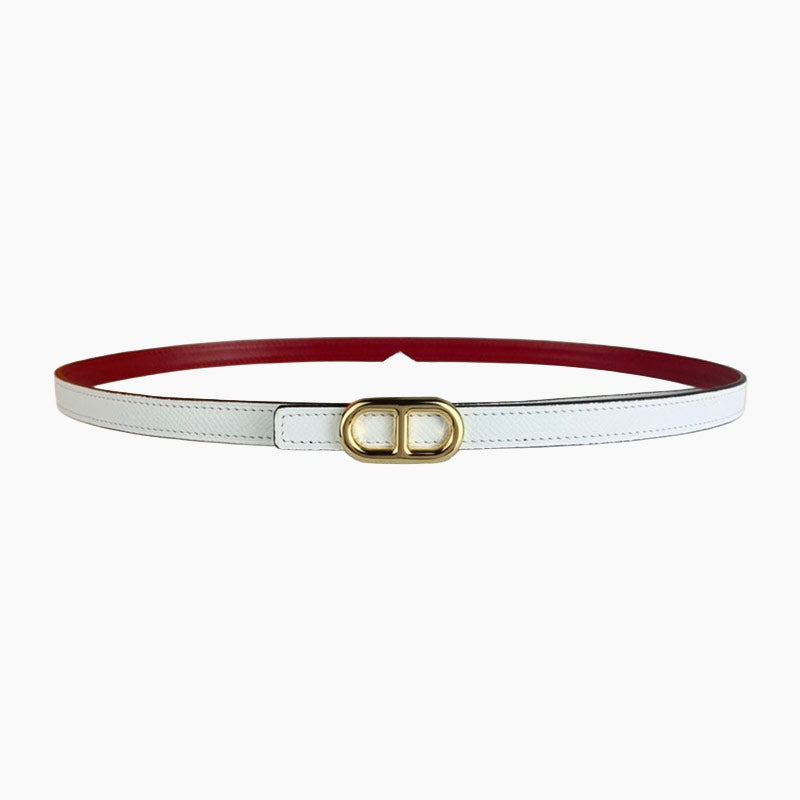 HELENE MAILLON LEATHER BELT — WHITE (GOLD HARDWARE)