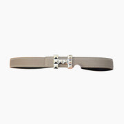 HELENE INFINI REVERSIBLE LEATHER BELT — GRAY EPSOM (SILVER HARDWARE, 24MM)