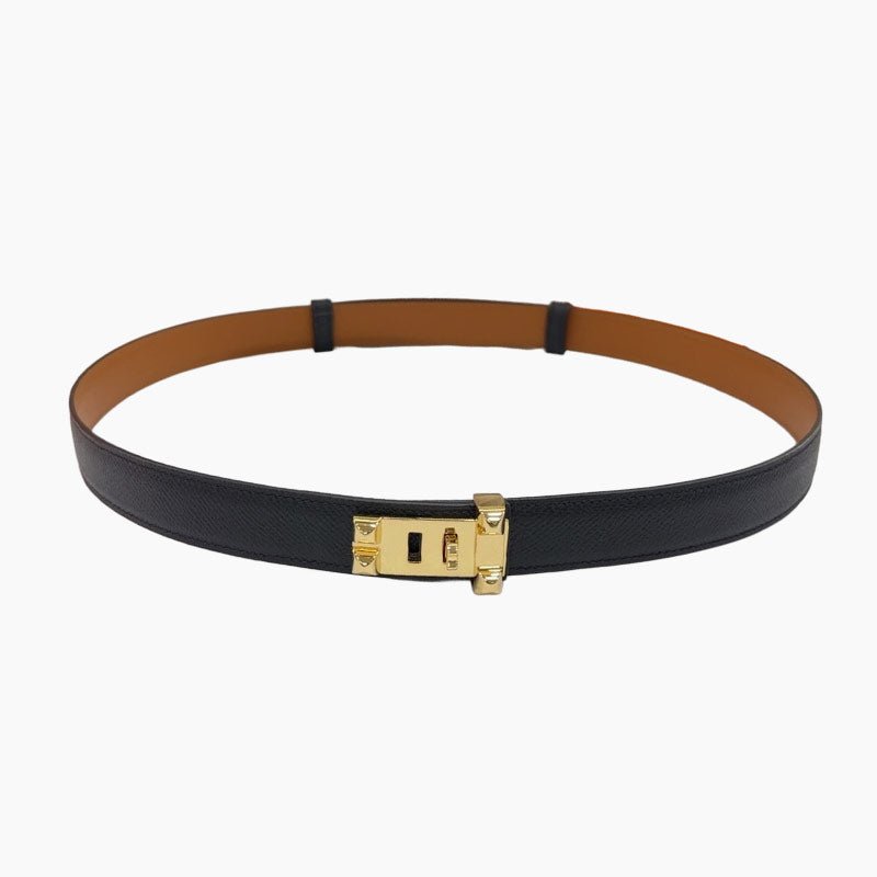 MAISON C.D.C. LEATHER BELT — BLACK EPSOM (GOLD HARDWARE, 30MM)