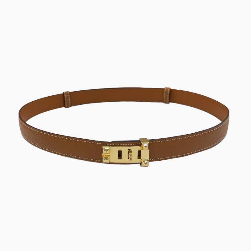 MAISON CDC LEATHER BELT — GOLD EPSOM (GOLD HARDWARE, 30MM)